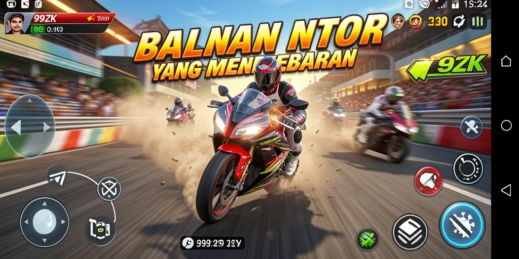Gameplay seru dan mendebarkan dari balapan motor 99ZK.