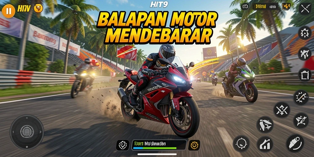 Tampilan menarik dari gameplay HIT9 yang mendebarkan di trek balapan.