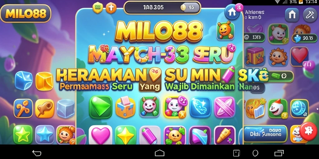 Screenshot utama MILO88 menampilkan gameplay seru dan penuh warna dari permainan Match-3.