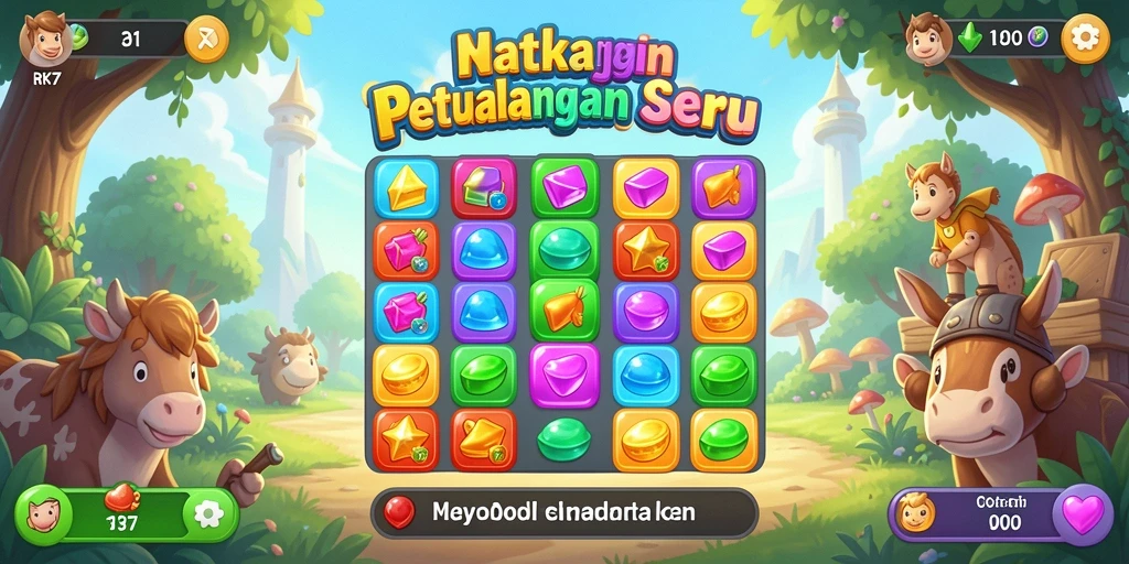 Gambaran gameplay seru di RK77 dengan tantangan Match-3 yang menegangkan.